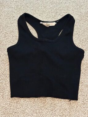 SOLOW Black Ribbed Racerback Crop Tank